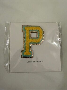 Stoney Clover Lane Yellow & Teal Letter P Sticker Patch Glitter Varsity